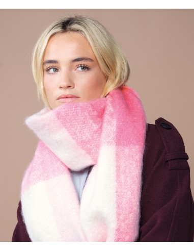 BEE-B494R-Fluffy Check Scarf